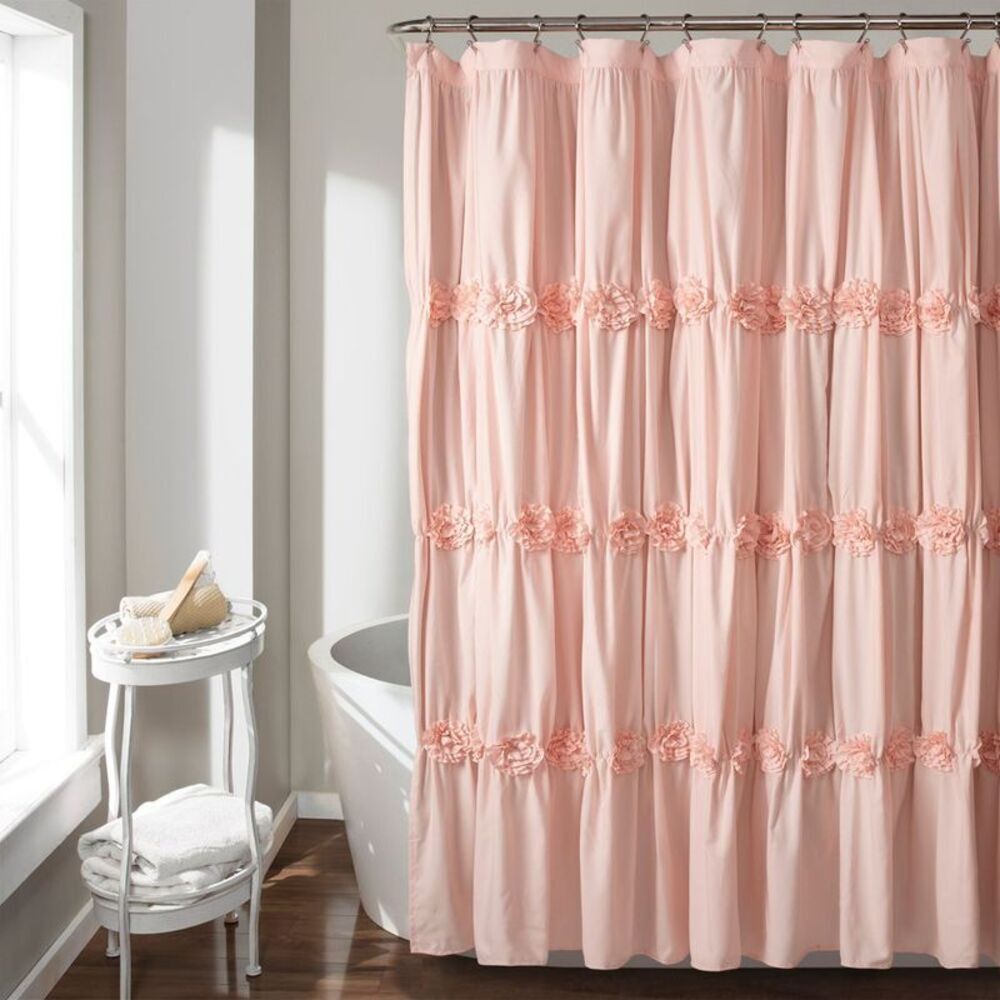 Lush Decor - Darla Texture Shower Curtain Blush Pink - Lush Déc Pink